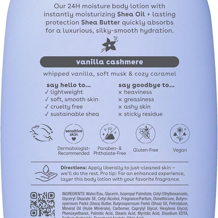 eos Shea Better Body Lotion- Vanilla Cashmere, 24-Hour Moisture Skin Care, Lightweight & Non-Greasy, Made with Natural Shea, Vegan, 16 fl oz