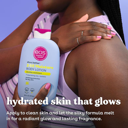 eos Shea Better Body Lotion- Vanilla Cashmere, 24-Hour Moisture Skin Care, Lightweight & Non-Greasy, Made with Natural Shea, Vegan, 16 fl oz