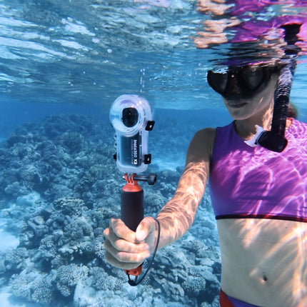 Insta360 Floating Hand Grip، حامل عائم بمقبض غير قابل للانزلاق، متوافق مع كاميرات الحركة Insta360 Ace, Ace Pro, Ace Pro 2, GO 3, GO 3S, GO Ultra, X2, X3, X4, X5، أسود وبرتقالي