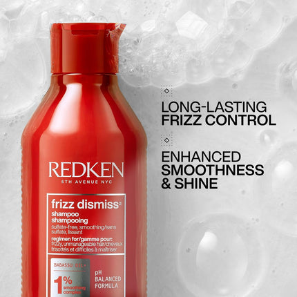 Redken Frizz Dismiss Shampoo | Weightless Frizz Control | Argan oil | 300ml Professional formula with babassu oil & smooth complex, cleanses, smoothes, & provides shine & weightless anti-frizz