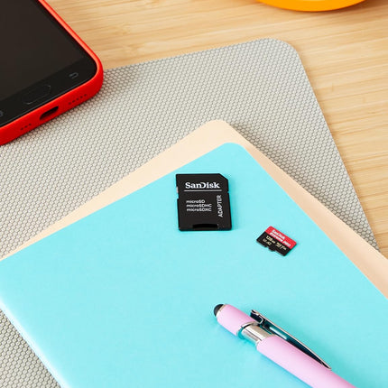بطاقة SanDisk Extreme PRO microSD UHS-I بسعة 512 جيجابايت للفيديو بدقة 4K على الهواتف الذكية وكاميرات الحركة والطائرات بدون طيار، سرعة قراءة 200 ميجابايت/ثانية، سرعة كتابة 140 ميجابايت/ثانية، SDSQXCD-512G-GN6MA، أحمر/أسود