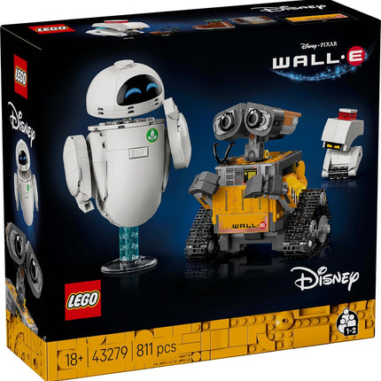 LEGO Disney & Pixar WALL-E and EVE 43279 Display Model Kit for Adults, Brick-Built Robots with M-O & Hal Figures, DIY Home Decor, Gift for Fans, 811 Pieces