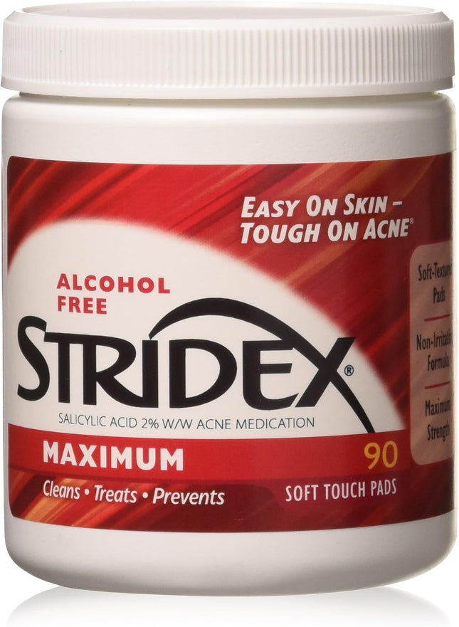 Stridex, Single-Step Acne Control, Maximum, Alcohol Free, 90 Soft Touch Pads