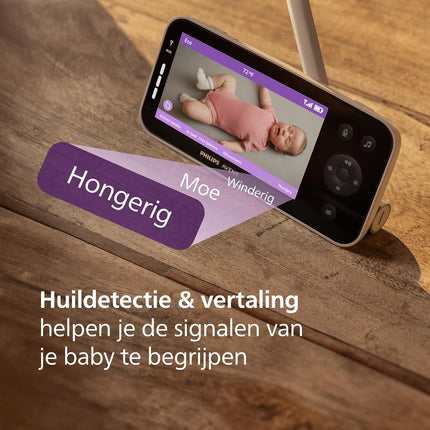 Philips Avent Premium Connected Baby Monitor, Avent's most advanced baby monitor yet with sleep and breathing monitoring via AI, Cry Translation, HD, app, SCD973/26
