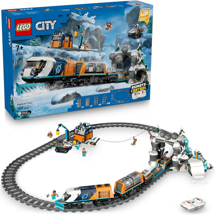 LEGO City Arctic Polar Express Train 60470 with Motorised Locomotive, 22 Track Pieces, 6 Minifigures