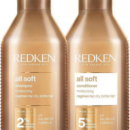 Redken All Soft 2-Piece Bundle for Dry Brittle Hair, Moisturizing Shampoo with Argan Oil and Conditioner 300ml