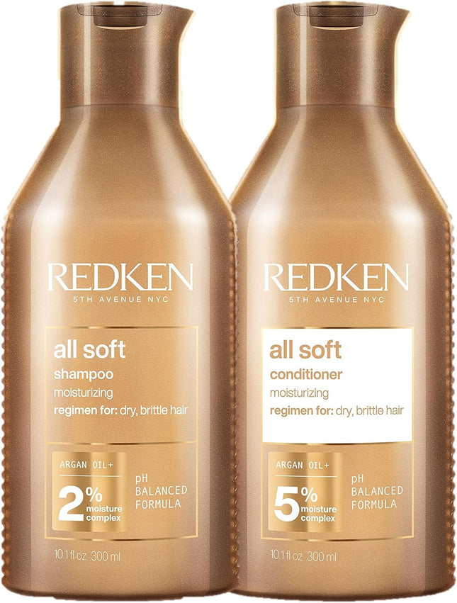 Redken All Soft 2-Piece Bundle for Dry Brittle Hair, Moisturizing Shampoo with Argan Oil and Conditioner 300ml