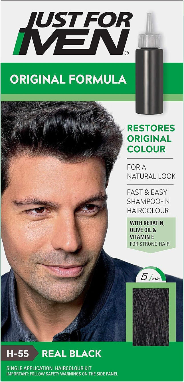 JUST FOR MEN عدة صبغ الشعر، أسود حقيقي H55