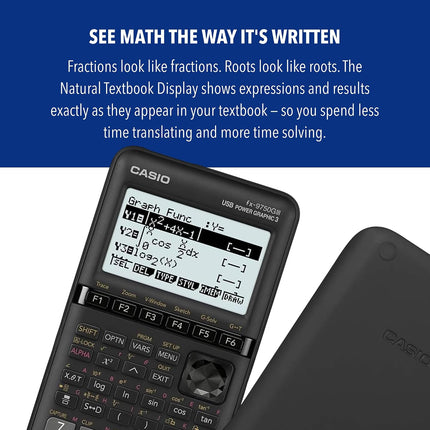 Casio fx-9750GIII, Standard Graphing Calculator, Python and Natural Text Book Display, Black