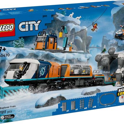 LEGO City Arctic Polar Express Train 60470 with Motorised Locomotive, 22 Track Pieces, 6 Minifigures