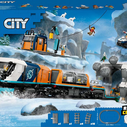 LEGO City Arctic Polar Express Train 60470 with Motorised Locomotive, 22 Track Pieces, 6 Minifigures
