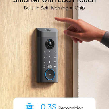 eufy Security Video Smart Lock E330, 3-in-1 Camera+Doorbell+Fingerprint Keyless Entry Door Lock, WiFi Door Lock,App Remote Control,2K HD,Doorbell Camera,No Monthly Fee
