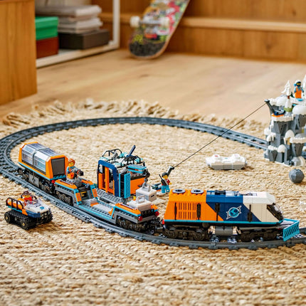 LEGO City Arctic Polar Express Train 60470 with Motorised Locomotive, 22 Track Pieces, 6 Minifigures